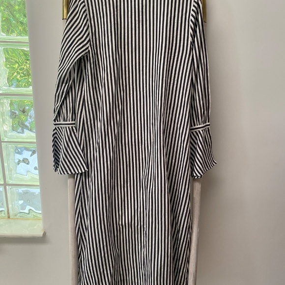 L’Academie Duster Alex Grey White Stripe Cardigan Open Front Gray & White Size S - Picture 3 of 5